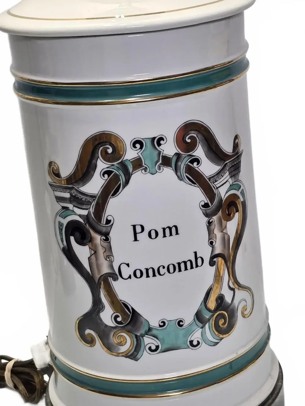 Vintage French Apothecary Pom Concomb Ceramic Table Lamp Large Working 28